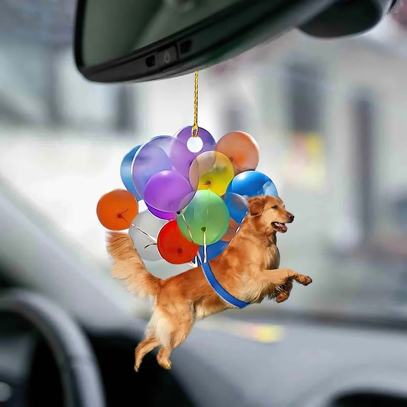 Golden Retriever Fly With Bubbles Car Hanging Ornament BC023