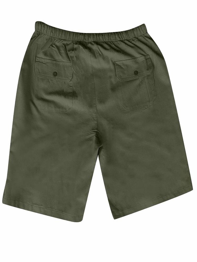 Men's linen multi-pocket drawstring design casual shorts