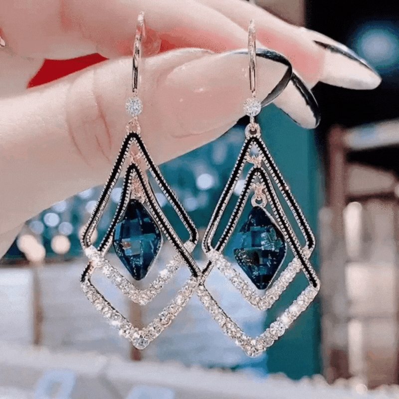 Rhombus Sapphire Earrings