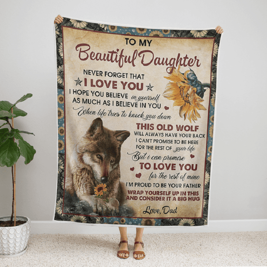 To My Daughter - From Dad - Wolf - Premium Blanket