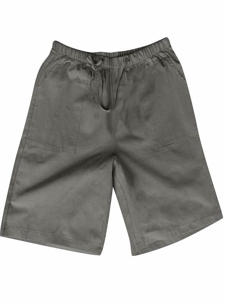 Men's linen multi-pocket drawstring design casual shorts
