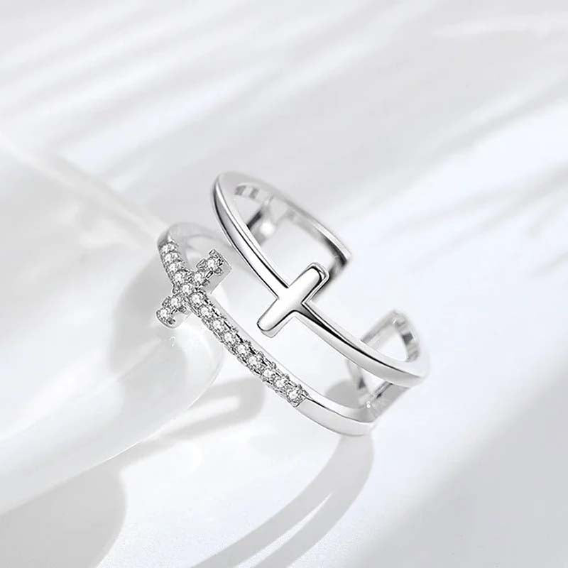 To My Daughter "Pray Through It" Twin Band Cross Ring