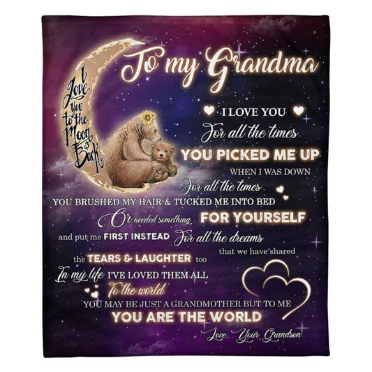 To My Grandma - From Grandson - BearBlanket - A320 - Premium Blanket