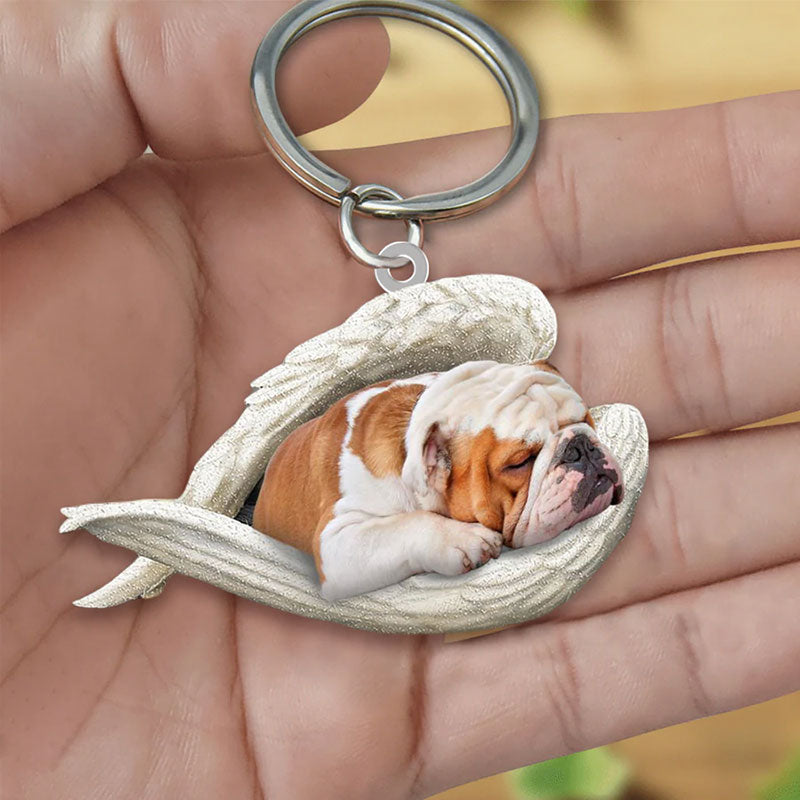 Sleeping Angel Acrylic Keychain Bulldog