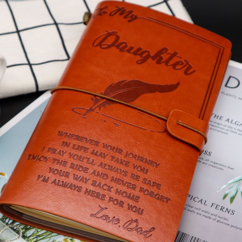 Dad To Daughter - Enjoy The Ride - Engraved Leather Journal Notebook