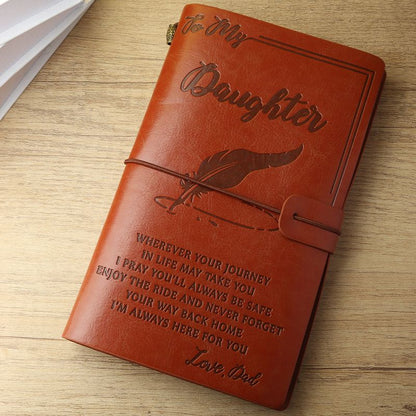 Dad To Daughter - Enjoy The Ride - Engraved Leather Journal Notebook