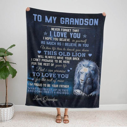 To My Grandson - From Grandpa - LionBlanket - F008 - Premium Blanket