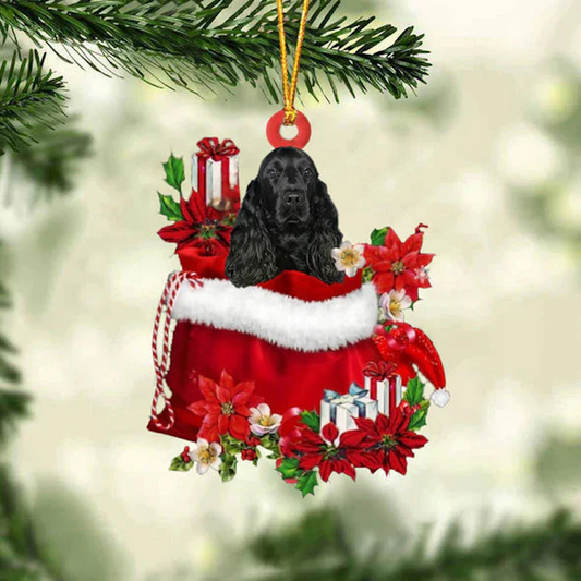 Black Cocker Spaniel In Gift Bag Christmas Ornament GB015