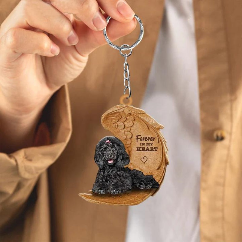 Black Toy Poodle Forever In My Heart Acrylic Keychain FK008