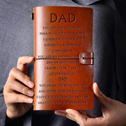 To My Dad - Grateful for You Everyday - Engraved Leather Journal Notebook