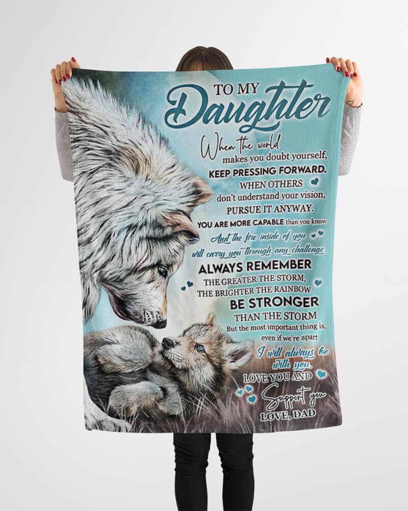 To My Daughter - From Dad - Wolf A246 - Premium Quilt